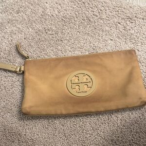 Tory Burch Camel Leather Wristlet